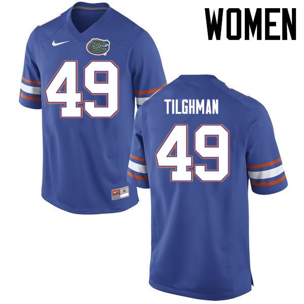 NCAA Florida Gators Jacob Tilghman Women's #49 Nike Blue Stitched Authentic College Football Jersey MYB5464SQ